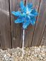 Preview: Windrad * 22 cm * Holzstil und -kugel handbemalt * Gartenstecker * Kinder * Deko * Blumen - Blau